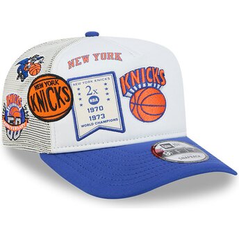 Шапка извита тракер бяла снапбек Hardwood Classics 9FIFTY A Frame Precurved на New York Knicks NBA от New Era