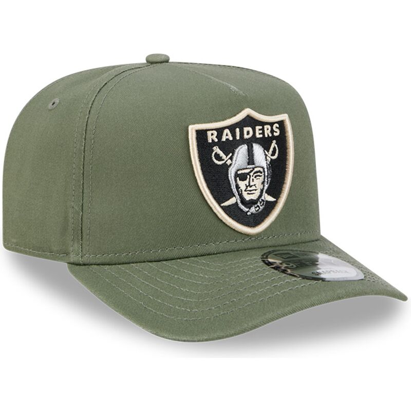shapka-izvita-zelena-snapbek-9fifty-a-frame-precurved-side-pin-na-las-vegas-raiders-nfl-ot-new-era