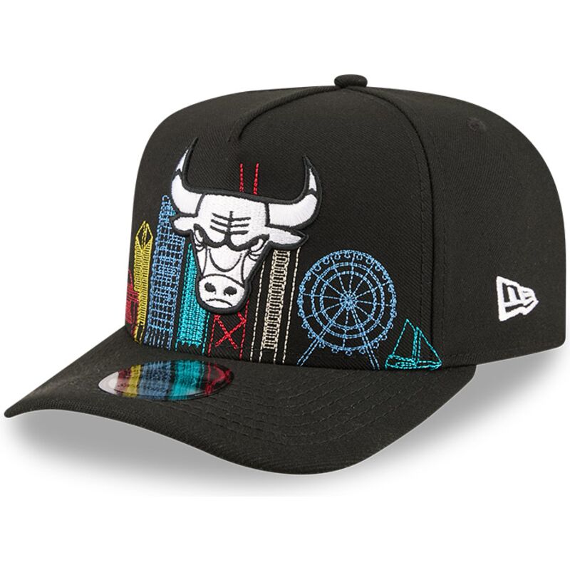 shapka-izvita-cherna-snapbek-9fifty-a-frame-precurved-skyline-na-chicago-bulls-nba-ot-new-era