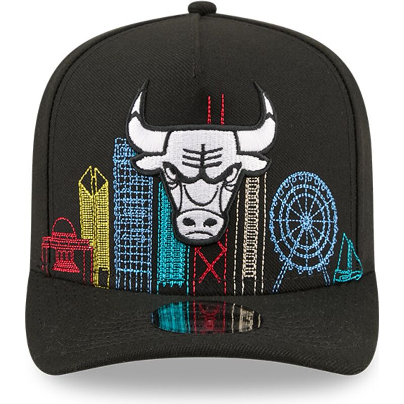 shapka-izvita-cherna-snapbek-9fifty-a-frame-precurved-skyline-na-chicago-bulls-nba-ot-new-era