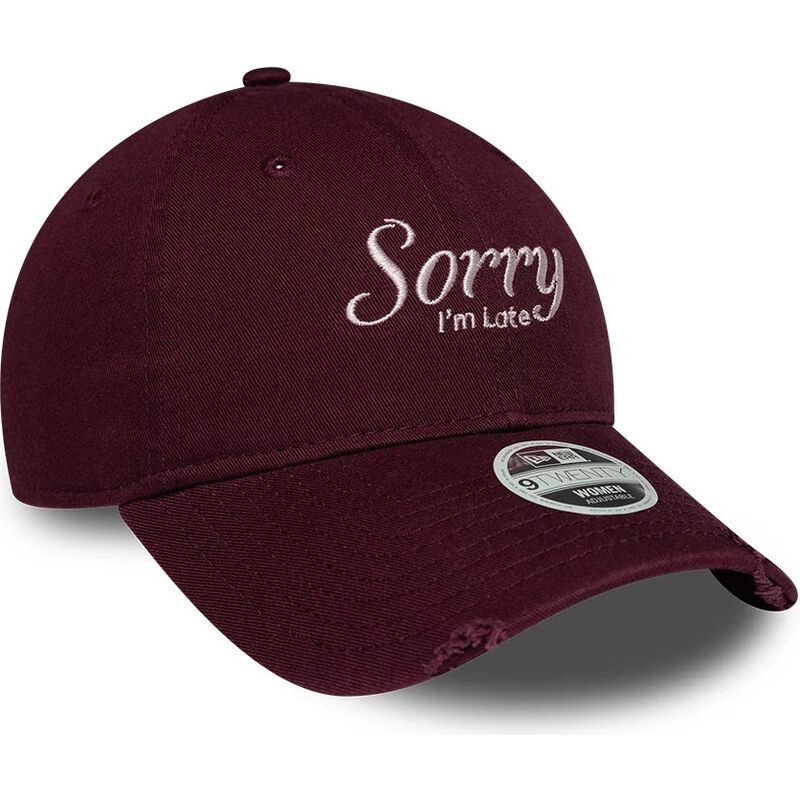 shapka-izvita-chervena-reguliruem-9twenty-slogan-sorry-i-m-late-ot-new-era