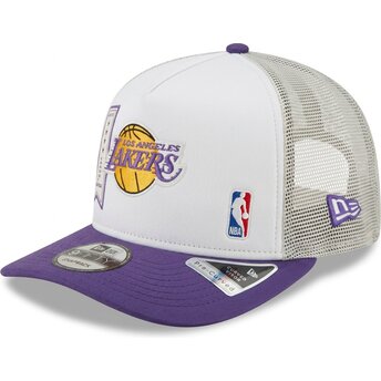 Шапка извита тракер виолетка снапбек 9FIFTY A Frame Precurved Multi Patch на Los Angeles Lakers NBA от New Era