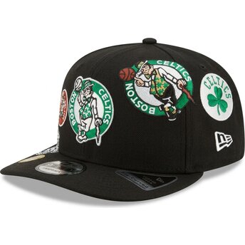 Шапка извита черна снапбек 9FIFTY A Frame Precurved Multi Patch на Boston Celtics NBA от New Era