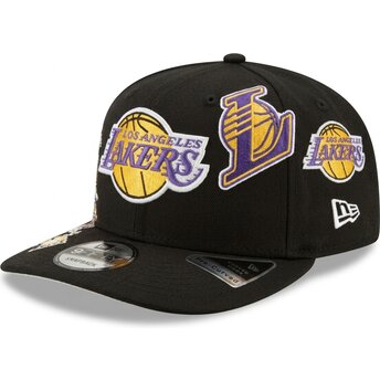 Шапка извита черна снапбек 9FIFTY A Frame Precurved Multi Patch на Los Angeles Lakers NBA от New Era