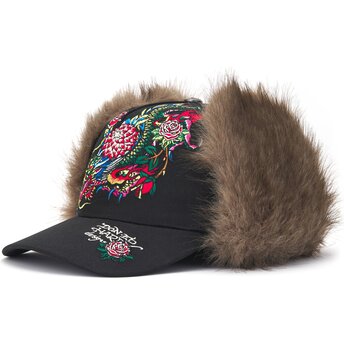Шапка извита черна прилепнала Crawling Trapper от Ed Hardy