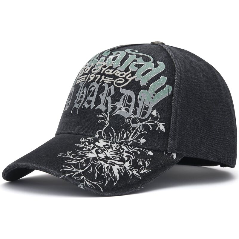shapka-izvita-cherna-reguliruem-distressed-floral-gothic-ot-ed-hardy