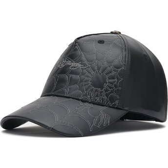 Шапка извита черна регулируем Spiderweb PU Leather от Ed Hardy