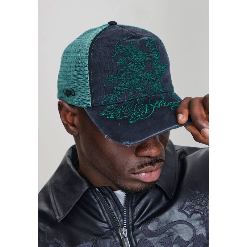 shapka-izvita-traker-cherna-snapbek-outline-distressed-ot-ed-hardy