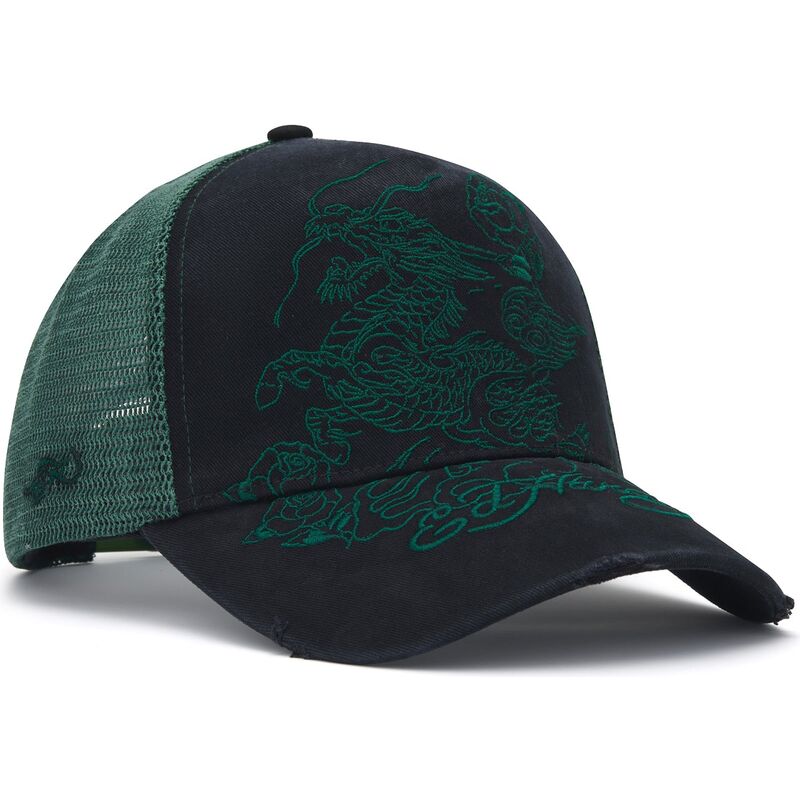 shapka-izvita-traker-cherna-snapbek-outline-distressed-ot-ed-hardy