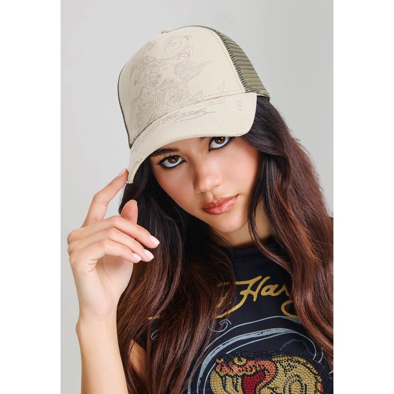 shapka-izvita-traker-kaki-snapbek-outline-ot-ed-hardy