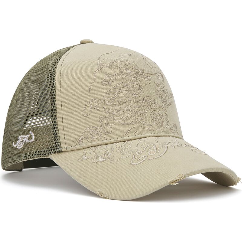 shapka-izvita-traker-kaki-snapbek-outline-ot-ed-hardy