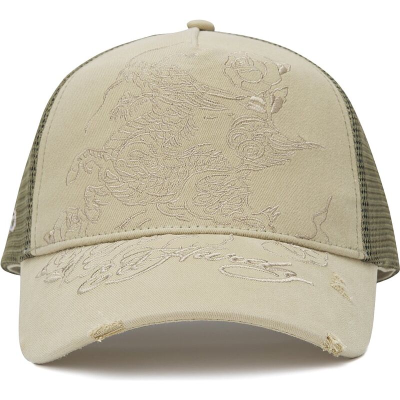 shapka-izvita-traker-kaki-snapbek-outline-ot-ed-hardy