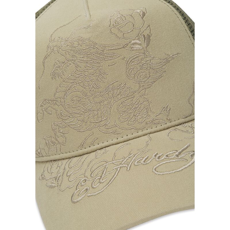shapka-izvita-traker-kaki-snapbek-outline-ot-ed-hardy