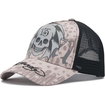 Шапка извита тракер сив снапбек 13 Skull от Ed Hardy