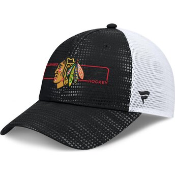 Шапка извита тракер черна снапбек Structured Meshback на Chicago Blackhawks NHL от Fanatics