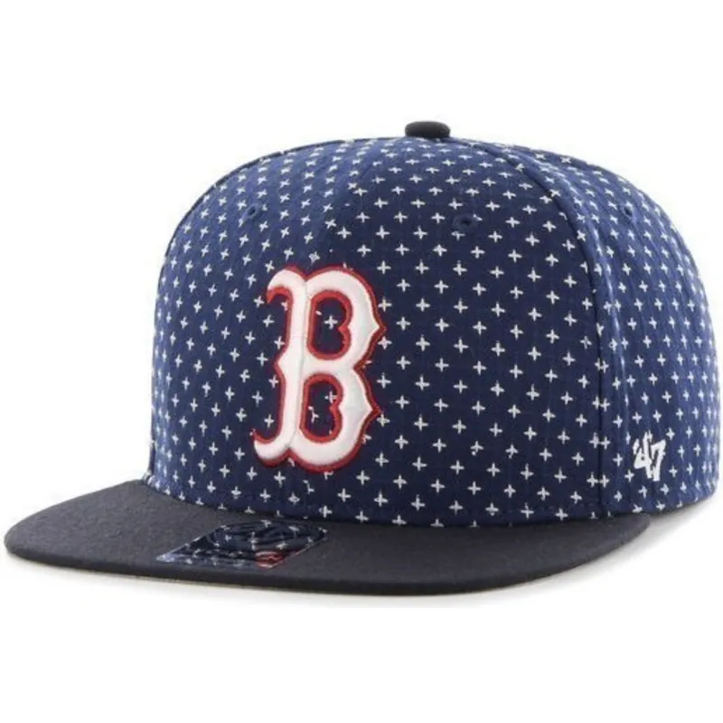 shapka-ploska-tmnosin-snapbek-estampado-cruces-na-boston-red-sox-mlb-ot-47-brand