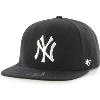 Μαύρο επίπεδο καπέλο snapback MLB New York Yankees από 47 Brand