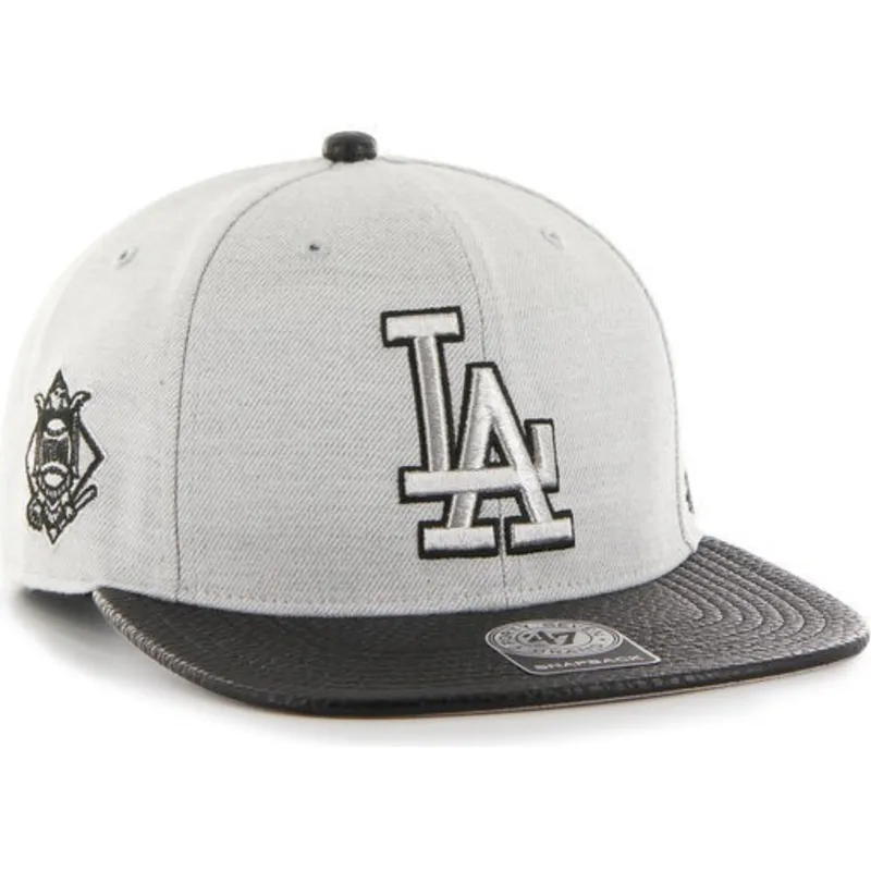 shapka-ploska-siv-snapbek-lateral-na-los-angeles-dodgers-mlb-ot-47-brand