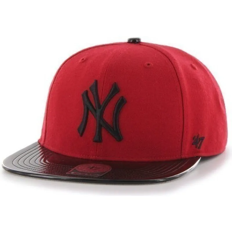 shapka-ploska-chervena-snapbek-brillante-na-new-york-yankees-mlb-ot-47-brand