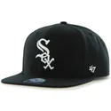 schwarze-flache-snapback-kappe-mit-seitlichem-logo-der-mlb-chicago-white-sox-von-47-brand