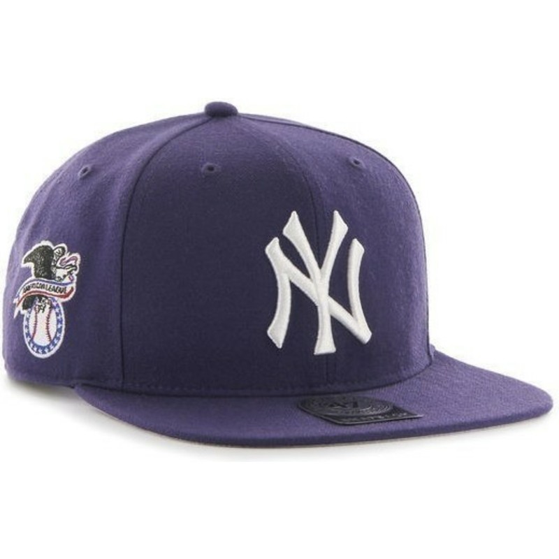 47-brand-flat-brim-seitliches-logo-mlb-new-york-yankees-smooth-snapback-cap-violett