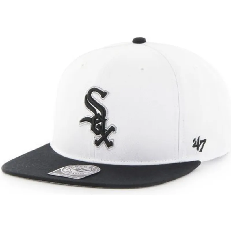 shapka-ploska-byala-snapbek-lateral-na-chicago-white-sox-mlb-ot-47-brand