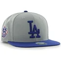 47-brand-flat-brim-mit-blauem-logo-seitliches-logo-mlb-los-angeles-dodgers-smooth-snapback-cap-grau