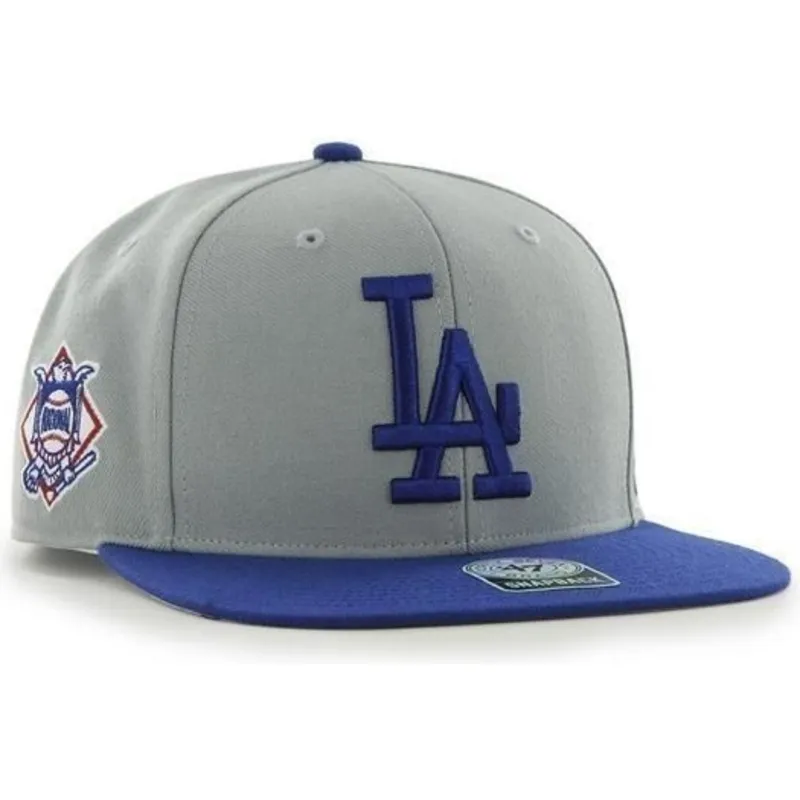 shapka-ploska-siv-snapbek-lateral-na-los-angeles-dodgers-mlb-ot-47-brand