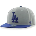 47-brand-flat-brim-mit-blauem-logo-seitliches-logo-mlb-los-angeles-dodgers-smooth-snapback-cap-grau