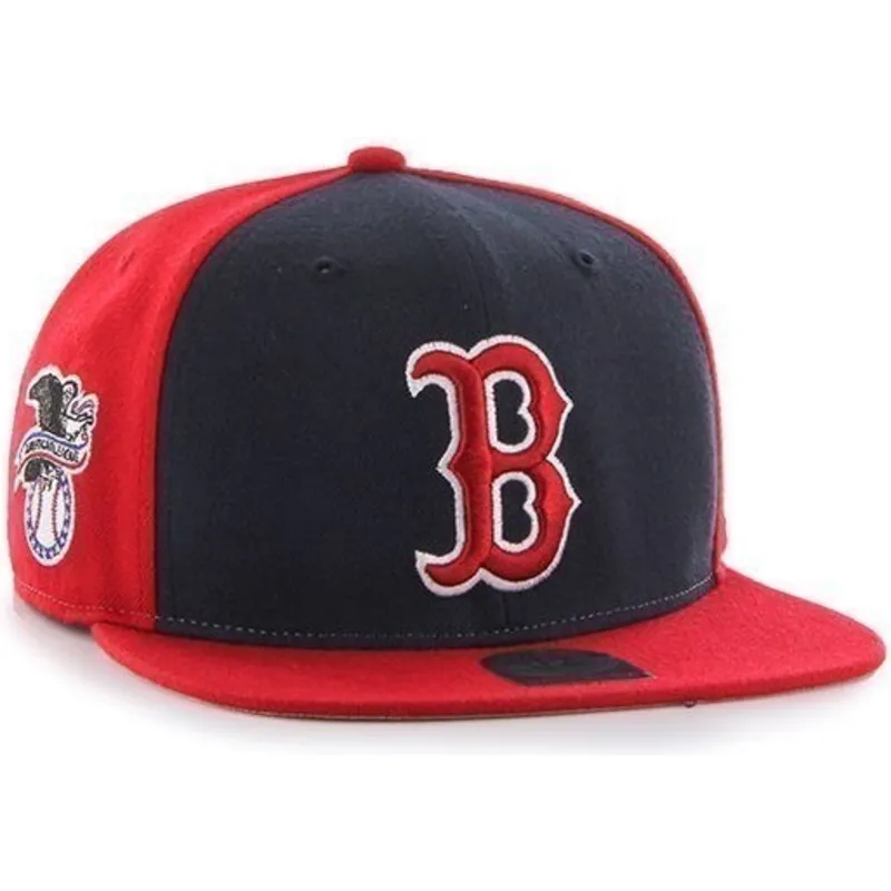 shapka-ploska-chervena-snapbek-lateral-na-boston-red-sox-mlb-ot-47-brand
