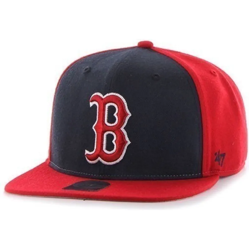 shapka-ploska-chervena-snapbek-lateral-na-boston-red-sox-mlb-ot-47-brand