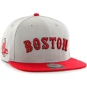 shapka-ploska-siv-snapbek-lateral-na-boston-red-sox-mlb-ot-47-brand