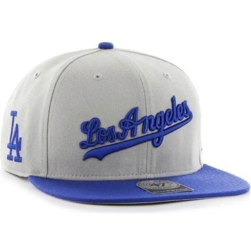 shapka-ploska-siv-snapbek-lateral-na-los-angeles-dodgers-mlb-ot-47-brand