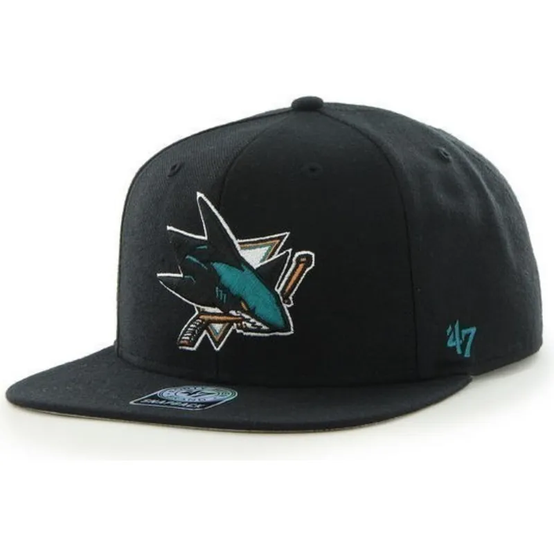 shapka-ploska-cherna-snapbek-na-san-jose-sharks-nhl-ot-47-brand