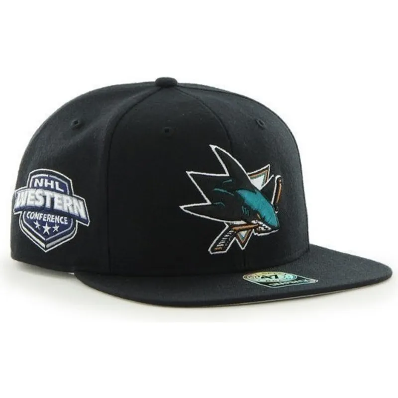shapka-ploska-cherna-snapbek-na-san-jose-sharks-nhl-ot-47-brand
