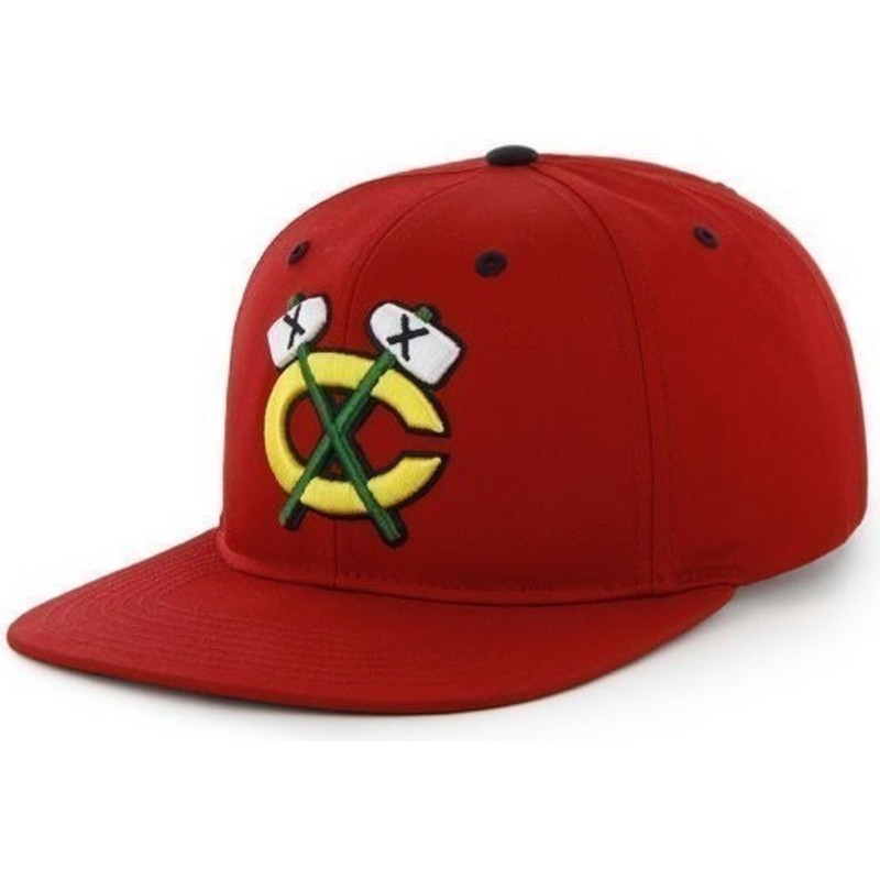 47-brand-flat-brim-nhl-chicago-blackhawks-smooth-snapback-cap-rot