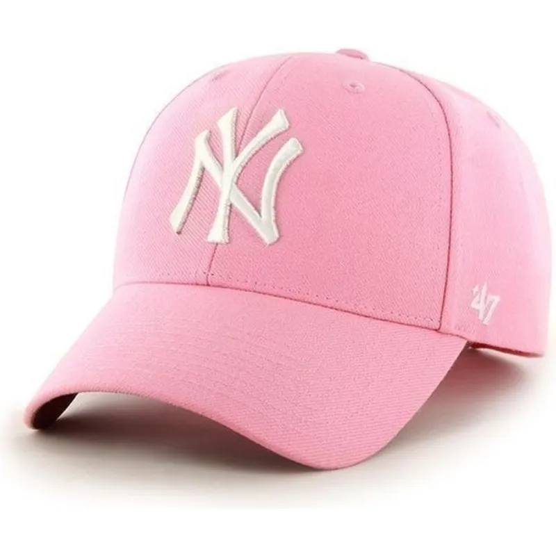 shapka-izvita-roza-reguliruema-lisa-na-new-york-yankees-mlb-ot-47-brand