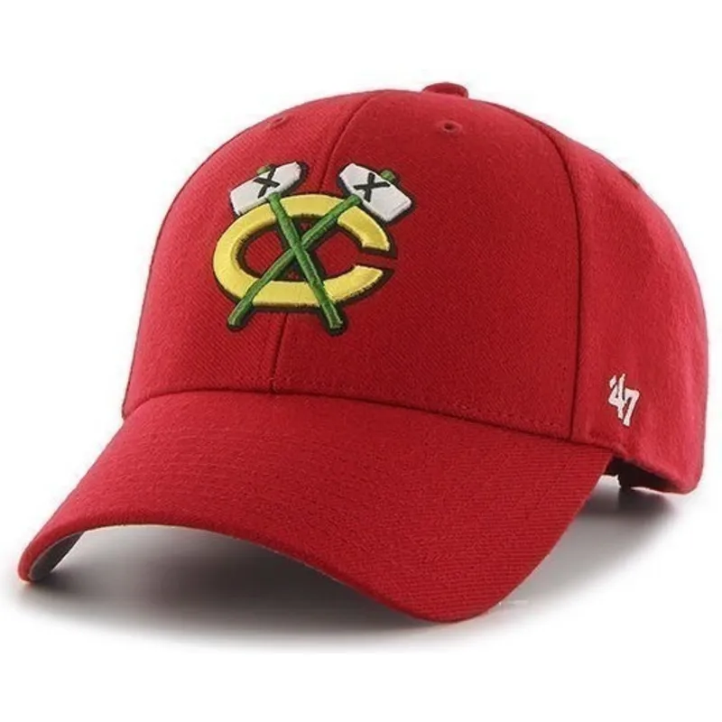 shapka-izvita-chervena-reguliruem-na-chicago-blackhawks-nhl-ot-47-brand