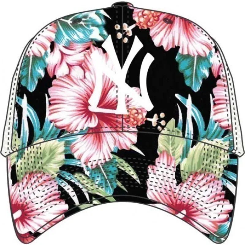 shapka-izvita-traker-mnogocveten-snapbek-estampado-flores-na-new-york-yankees-mlb-ot-47-brand