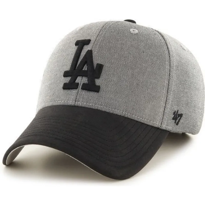 shapka-izvita-siv-reguliruema-cheren-na-los-angeles-dodgers-mlb-ot-47-brand