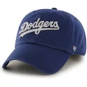 blaue-gebogene-kappe-mit-los-angeles-dodgers-mlb-logo-von-47-brand-clean-up