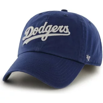 47 Brand Curved Brim Script Logo Los Angeles Dodgers MLB Clean Up Cap blau