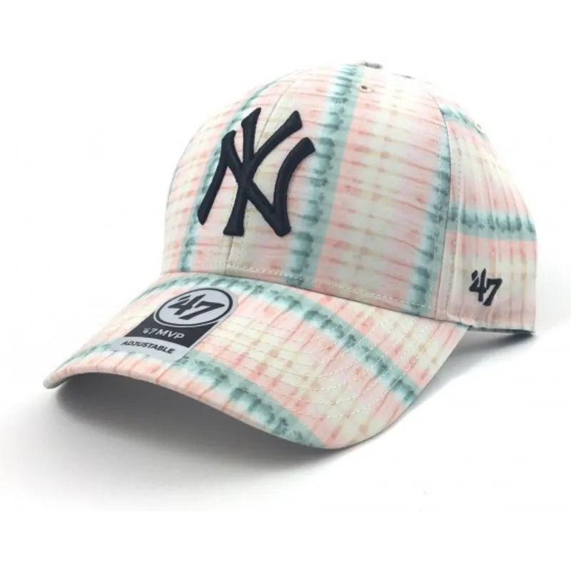 shapka-izvita-roza-reguliruem-estampado-flores-na-new-york-yankees-mlb-ot-47-brand