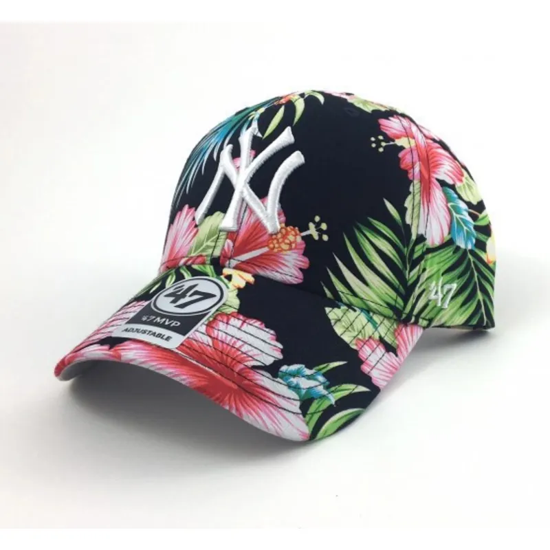 shapka-izvita-mnogocveten-reguliruem-estampado-flores-na-new-york-yankees-mlb-ot-47-brand
