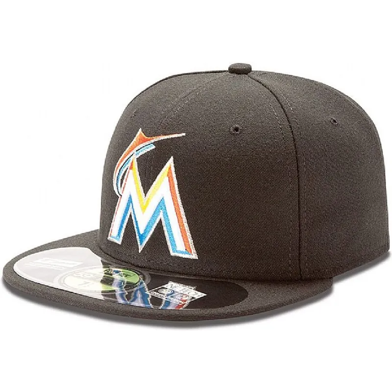 shapka-ploska-cherna-prilepnala-59fifty-authentic-on-field-na-miami-marlins-mlb-ot-new-era