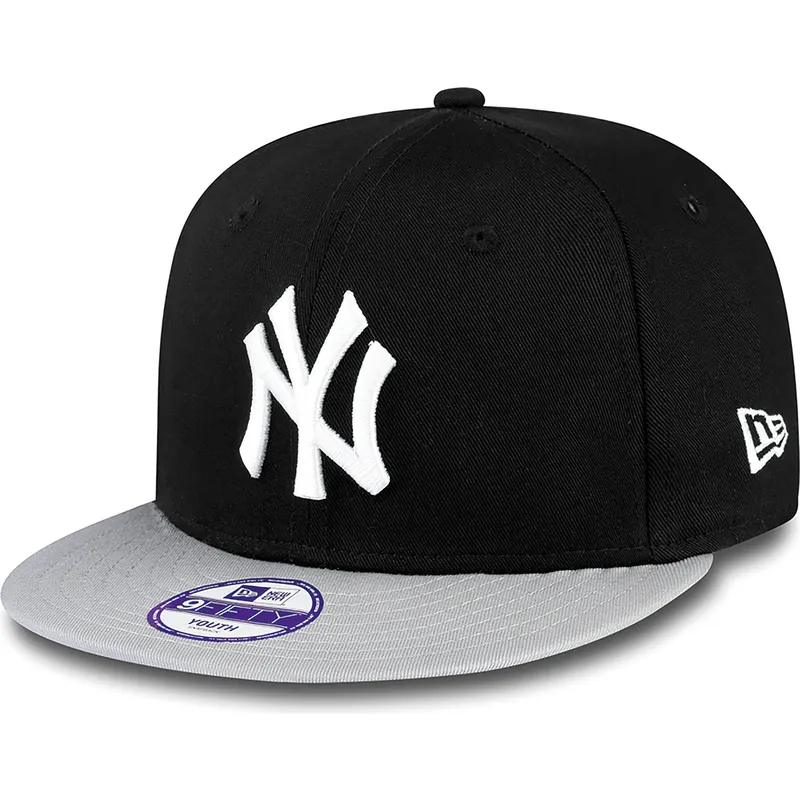 shapka-ploska-cherna-snapbek-za-deca-9fifty-cotton-block-na-new-york-yankees-mlb-ot-new-era
